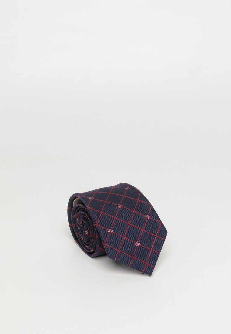 GUCCI Double G And Check Silk Jacquard 領呔