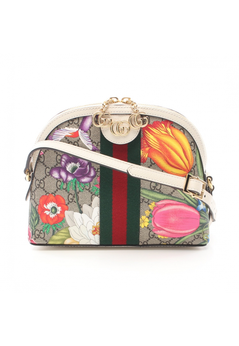 二奢 Pre-loved Gucci Ophidia GG Supreme Shoulder bag PVC leather beige white multicolor