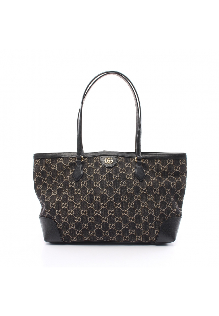 二奢 Pre-loved Gucci GG canvas medium tote Shoulder bag tote bag canvas leather black beige