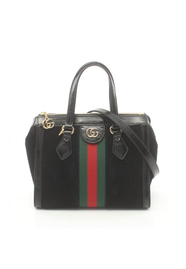 二奢 Pre-loved Gucci Ophidia GG Small Handbag tote bag suede Patent leather black multicolor 2WAY