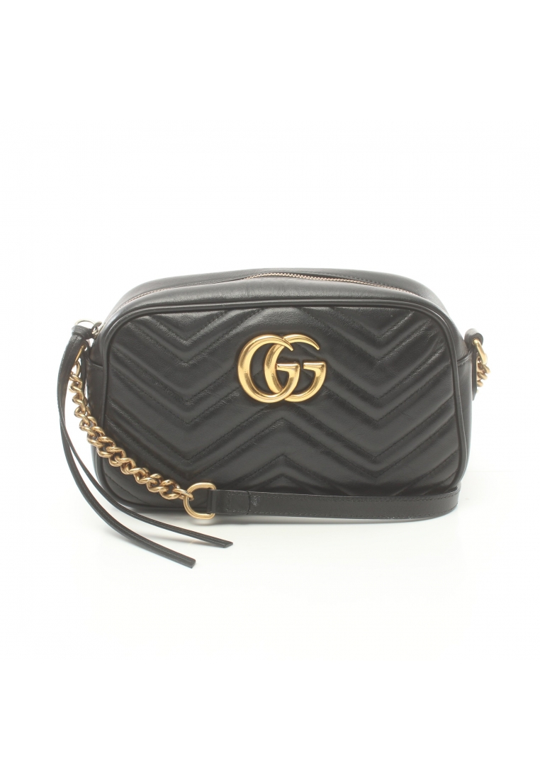 二奢 Pre-loved Gucci GG Marmont chain shoulder bag leather black
