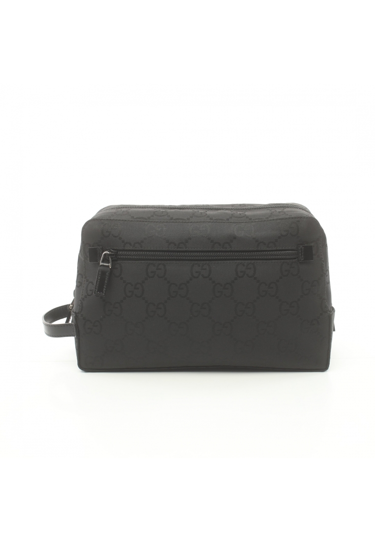 GUCCI 二奢 Pre-loved Gucci GG nylon travel pouch second bag Clutch bag Nylon leather black