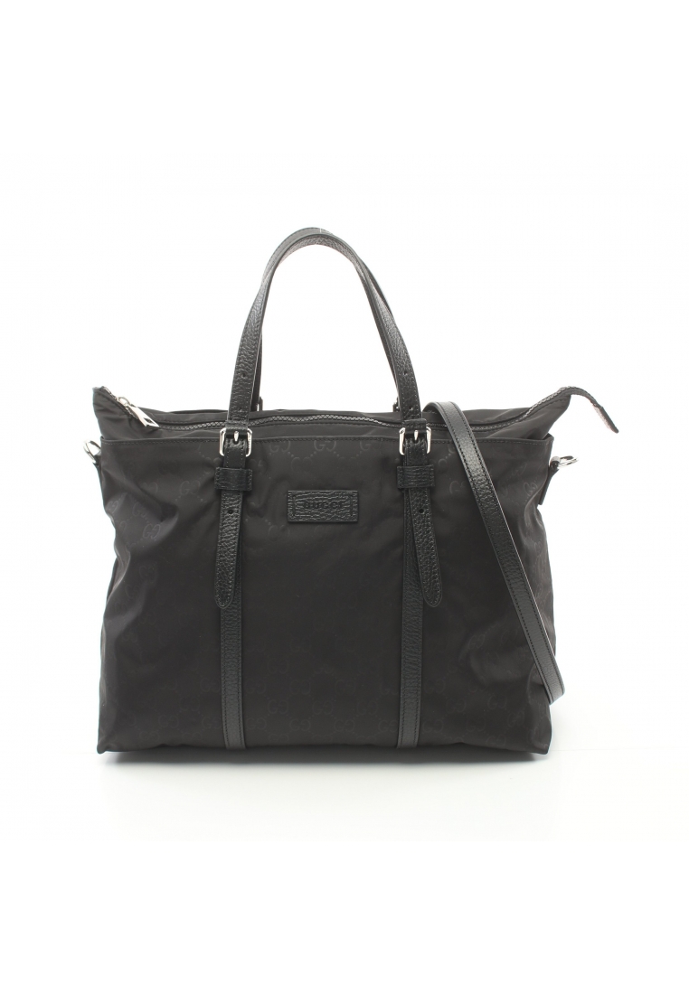 二奢 Pre-loved Gucci GG pattern Handbag tote bag Nylon leather black 2WAY