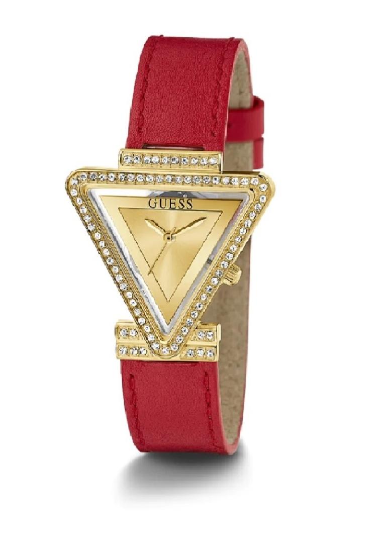 Guess Gold Tone Case Red Genuine Leather Women's Watch GW0504L2