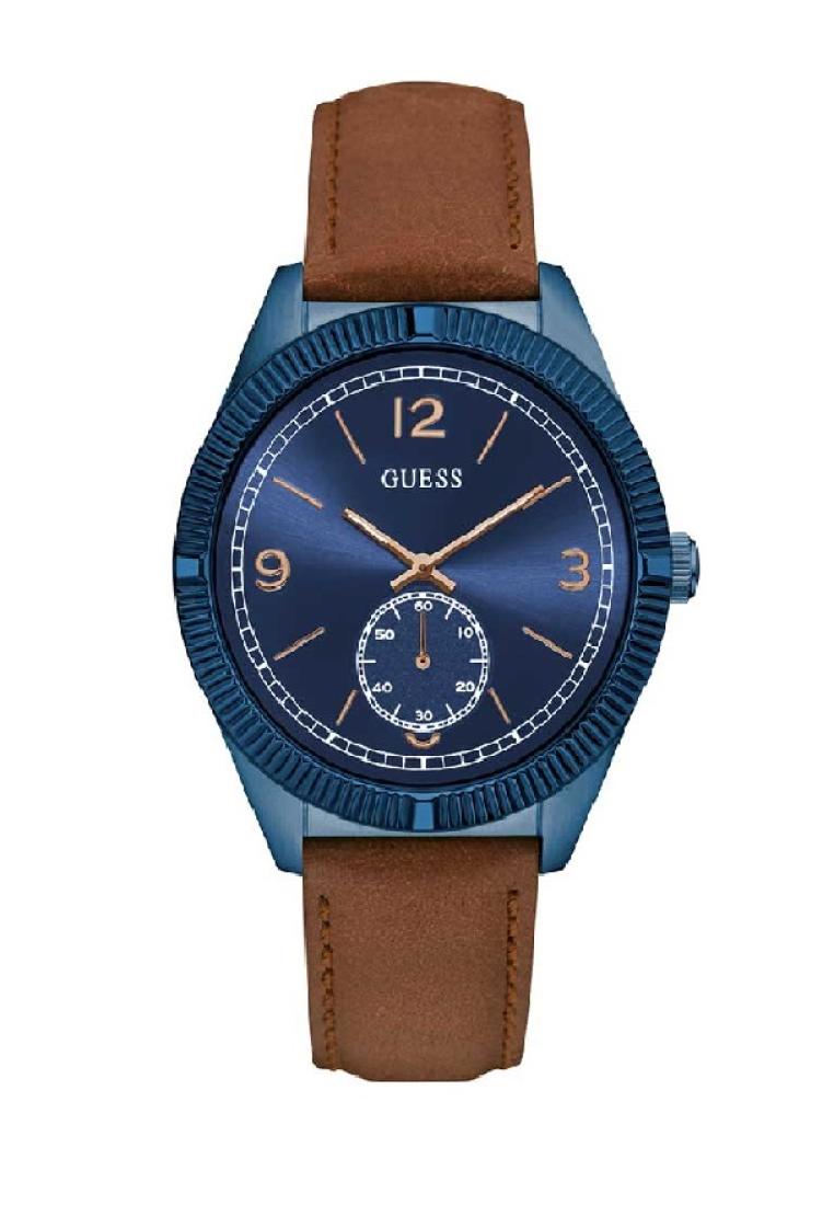 Guess GUESS BLUE STAINLESS STEEL W0873G2 BROWN LEATHER STRAP MEN'S WATCH