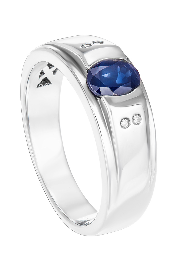HABIB Blue Sapphire Diamond Men's Ring in 925 Silver Palladium 11953(PLD)