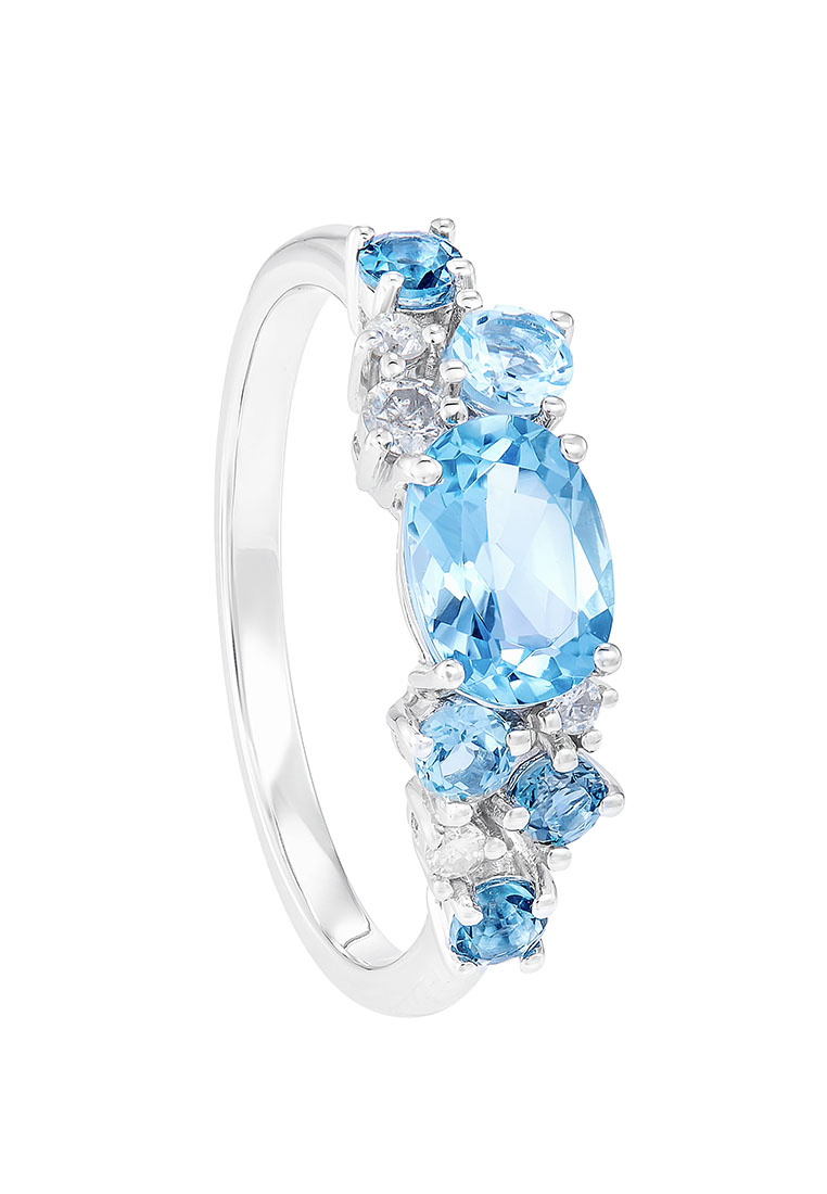 HABIB Chic Collection Blue Topaz Gemstone Diamond Ring in 375/9K White Gold 263190722(WG)
