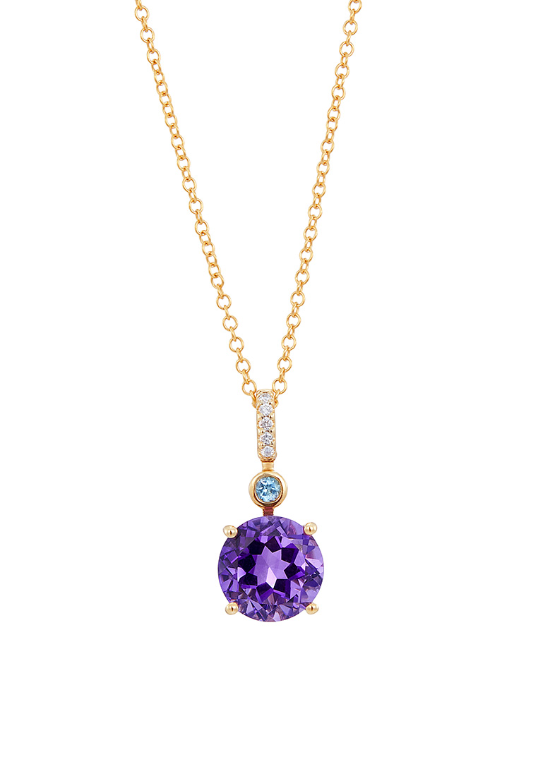 HABIB Blue Topaz, Amethyst and Round Diamond Necklace in 375/9K Yellow Gold 249081123(N)-YG