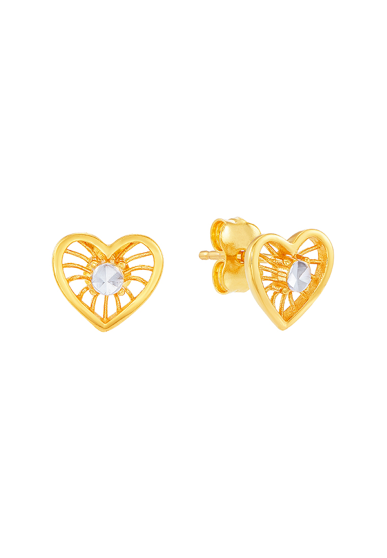 HABIB Oro Italia 916 Yellow and White Gold Earrings (Heart) GE73940323(YW)-BI