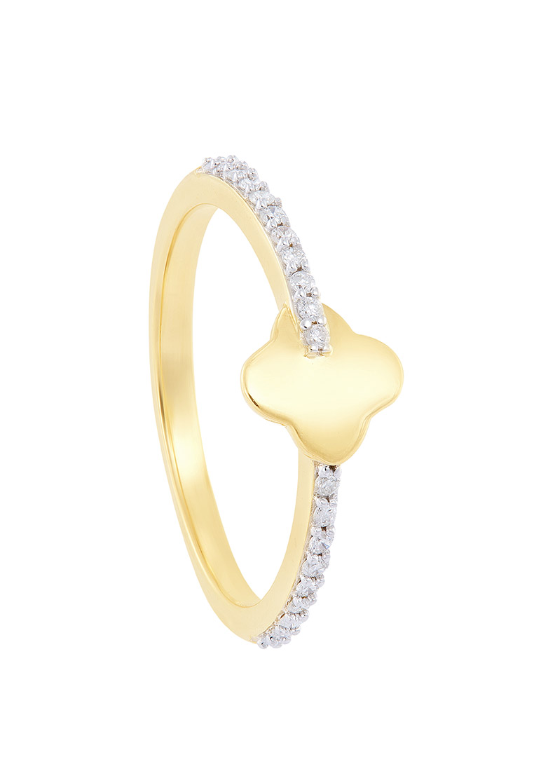 HABIB Clover Straight Band Diamond Ring in 375/9K Yellow Gold 265081022