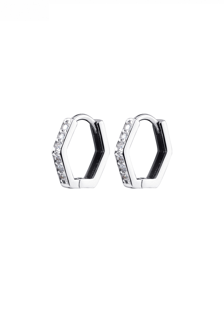HAPPY FRIDAYS 925銀鋯石六角形耳環 JW AR-E9210