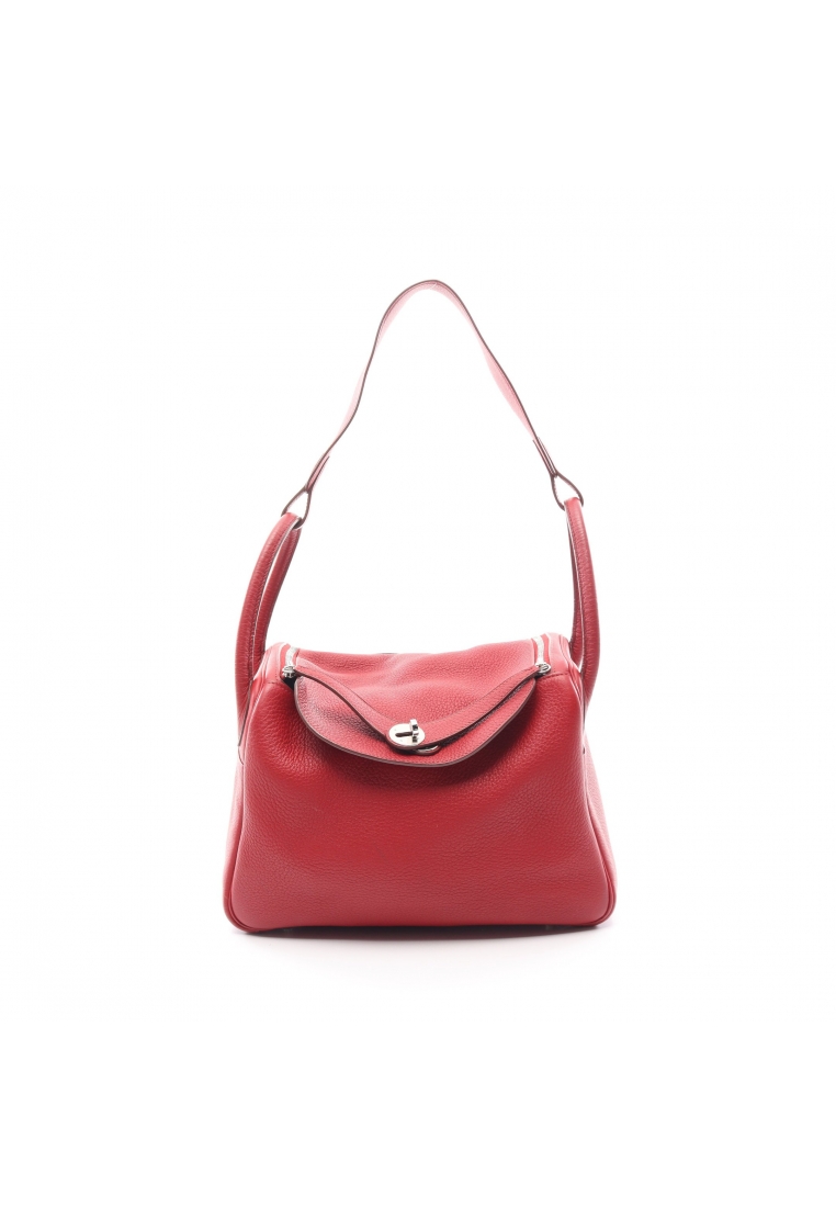 二奢 Pre-loved Hermès lindy 30 Shoulder bag Clemence leather Red silver hardware 2WAY □L stamp