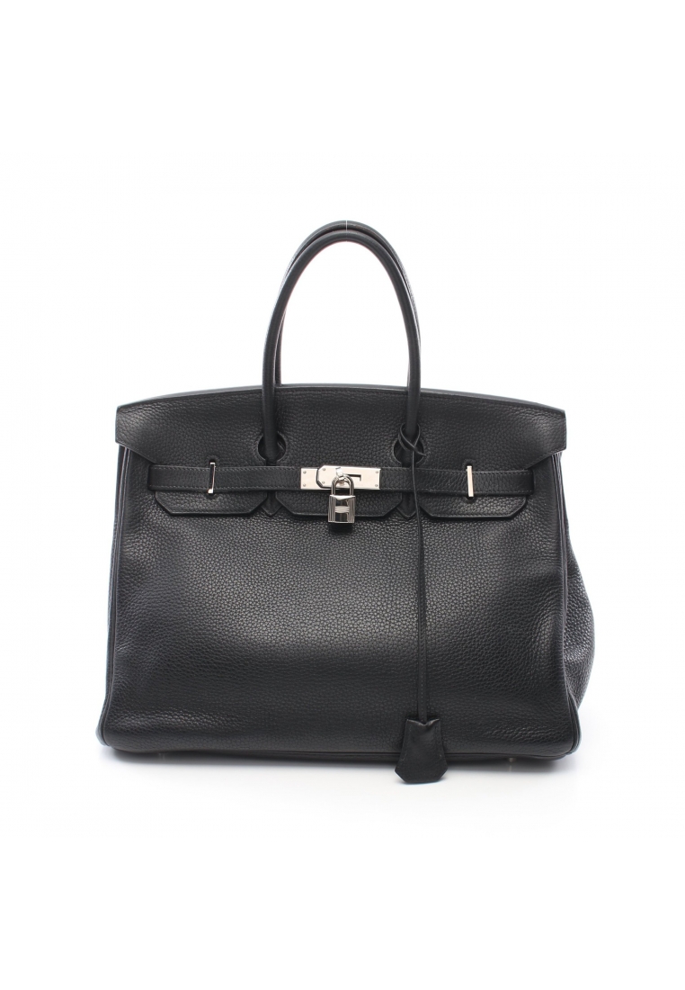 Hermès 二奢 Pre-loved HERMES birkin 35 Handbag Clemence leather black silver hardware □K stamp