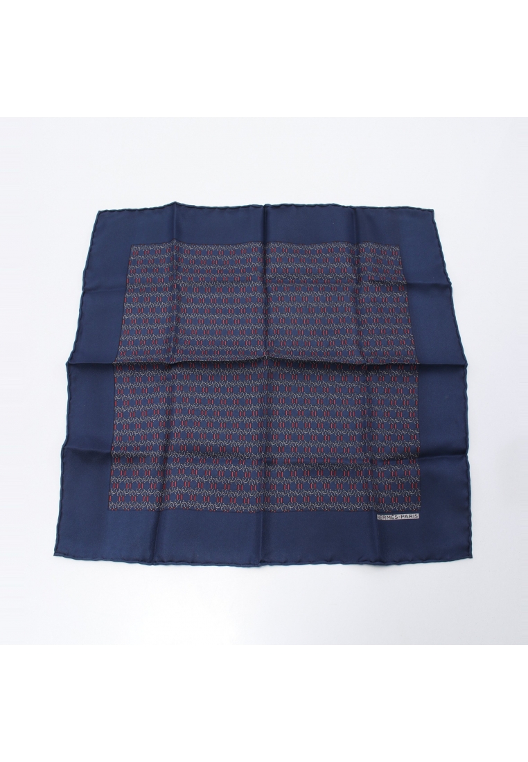 二奢 Pre-loved Hermès Petit carres carres 45 scarf all-over pattern silk Navy multicolor