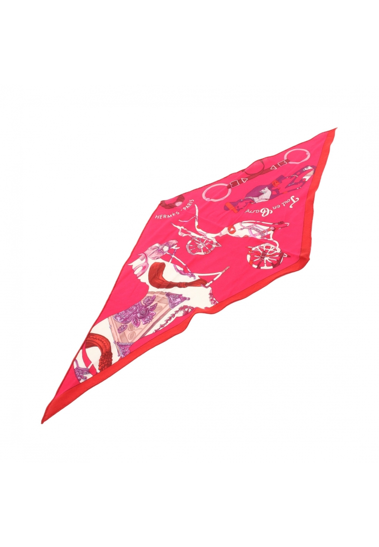 二奢 Pre-loved Hermès Losange MM Tout en Carre scarf cashmere silk Pink purple Red multicolor