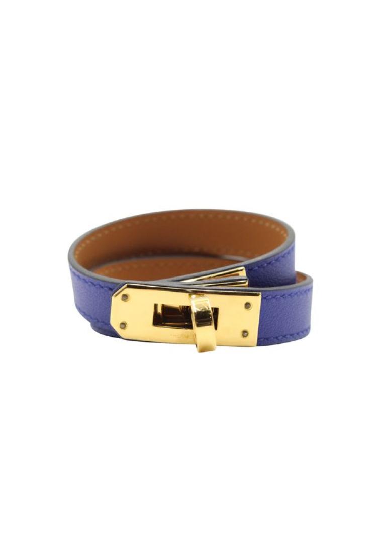 Pre-Loved Hermès Kelly Double Tour Bracelet in Bleu Saphir with Gold Hardware