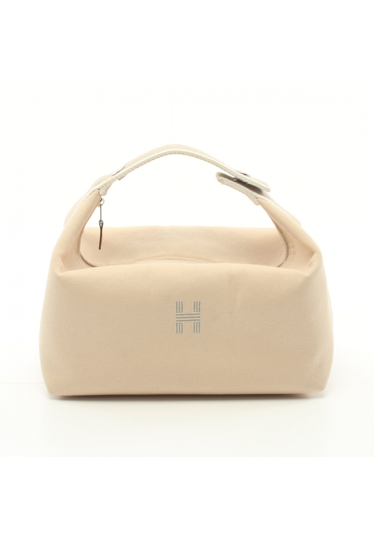 二奢 Pre-loved Hermès Bride a Brac GM Handbag canvas beige white silver hardware
