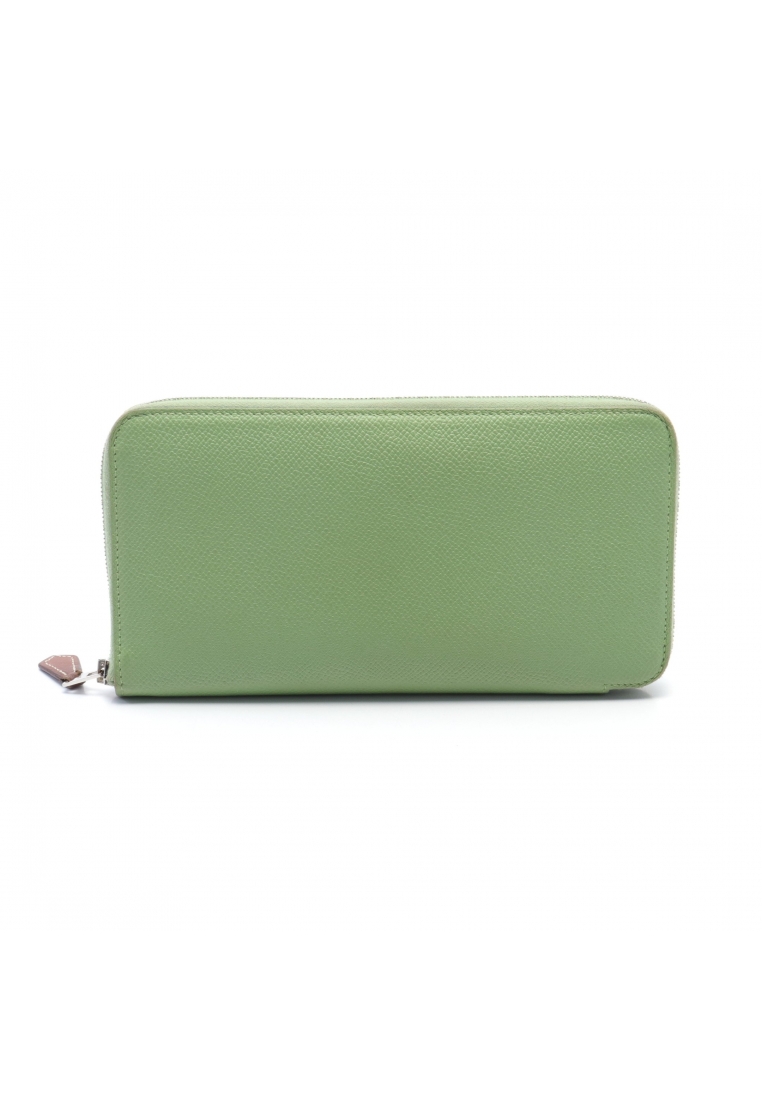 二奢 Pre-loved Hermès Azap Long silk in veil cricket round zipper long wallet Veau epsom Light green silver hardware Y stamp