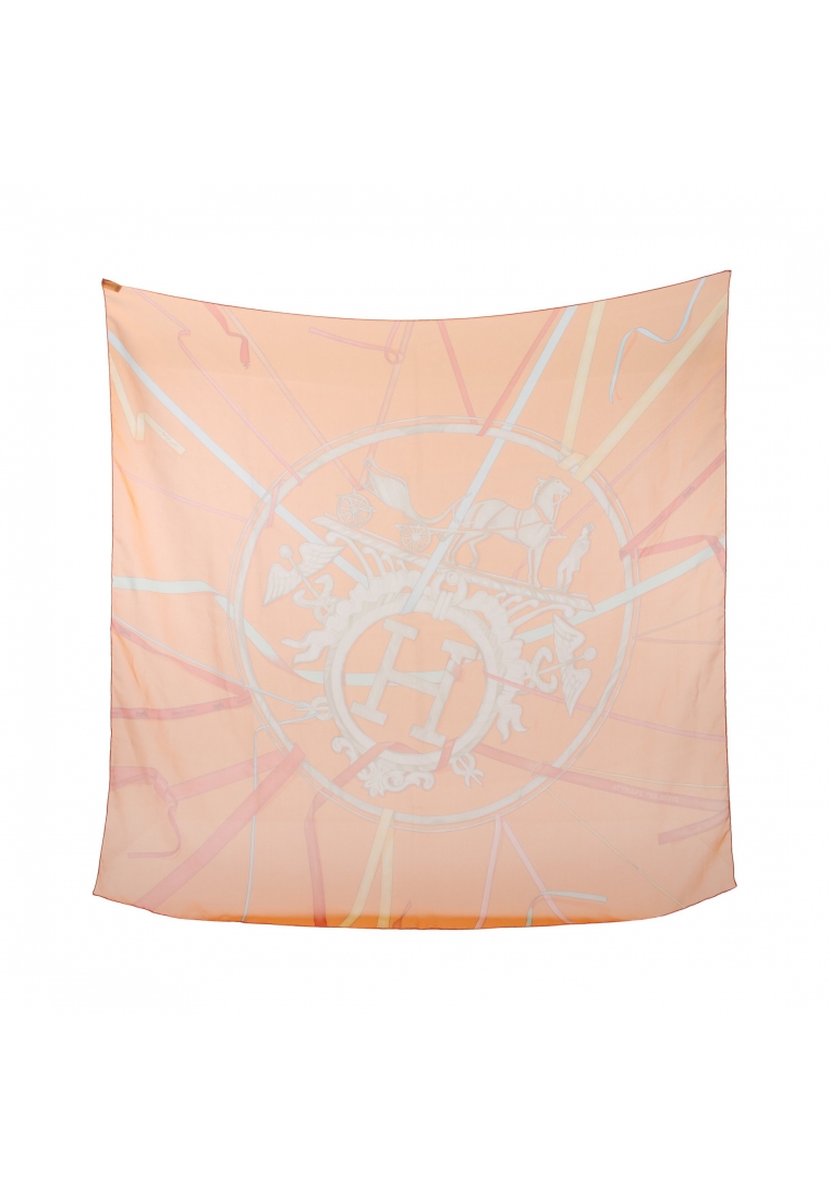 二奢 Pre-loved Hermès carres 90 ATTRAPE TES REVES scarf silk orange multicolor chiffon