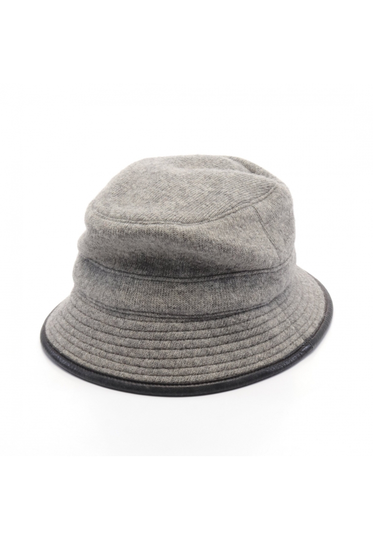 二奢 Pre-loved Hermès MOTSCH hat wool leather gray black
