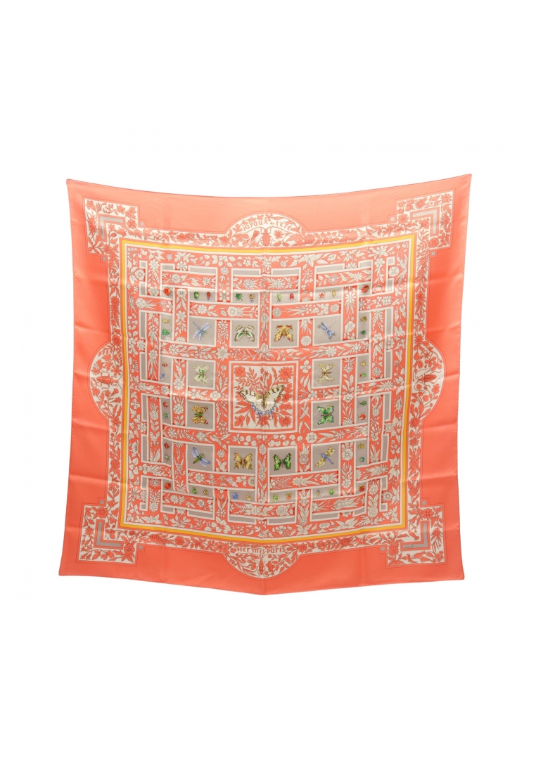 二奢 Pre-loved Hermès carres 90 joyaux de LETE scarf silk Coral pink multicolor