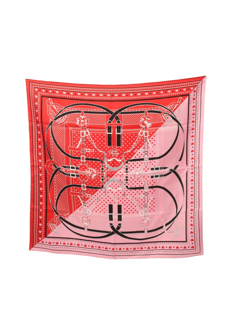 二奢 Pre-loved Hermès carres 70 Grand Manege scarf silk pink Red multicolor