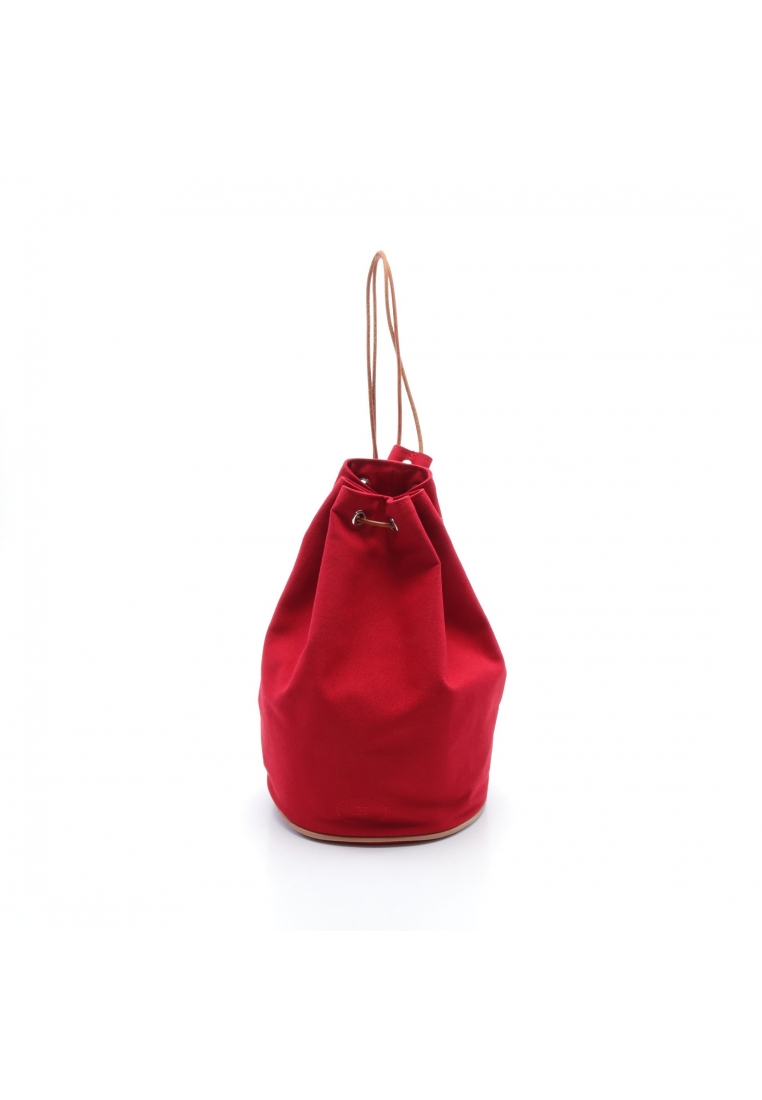 二奢 Pre-loved Hermès Porochon Mimir PM Shoulder bag canvas leather Red Brown silver hardware