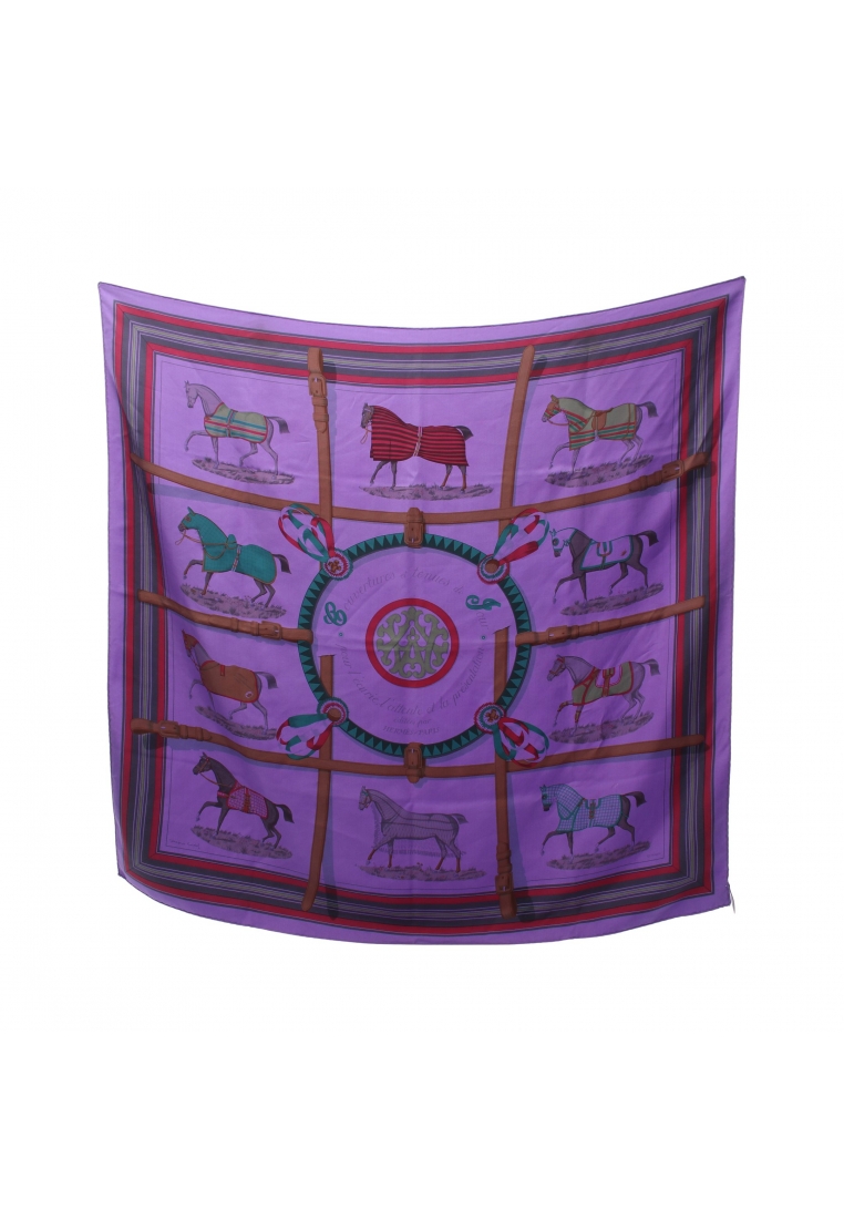 二奢 Pre-loved Hermès carres 90 Couvertures et Tenues de Jour Surteint dip dye scarf silk purple multicolor