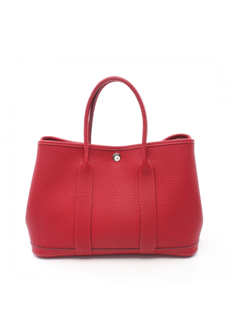 二奢 Pre-loved Hermès garden party TPM Rouge Garance Handbag tote bag Negonda leather Red silver hardware T stamp