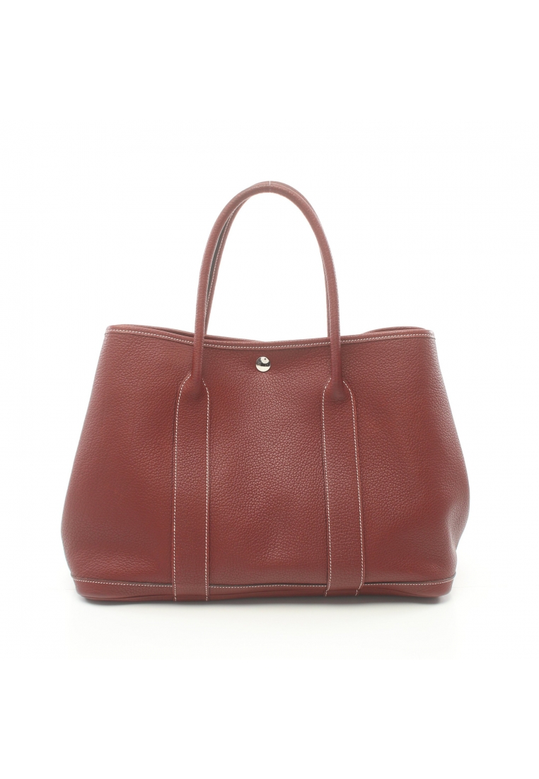 二奢 Pre-loved Hermès garden party PM Handbag tote bag Negonda leather Red brown silver hardware □L stamp