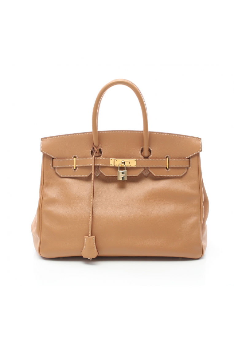 二奢 Pre-loved Hermès birkin 35 natural Handbag Courchevel light brown gold hardware □E stamp