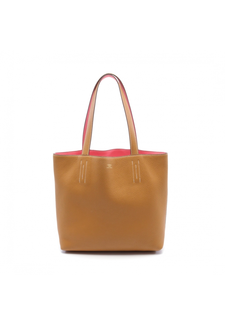 二奢 Pre-loved Hermès Double Sense 28 Sesame rose azalea Handbag tote bag Clemence leather light brown pink reversible Y stamp