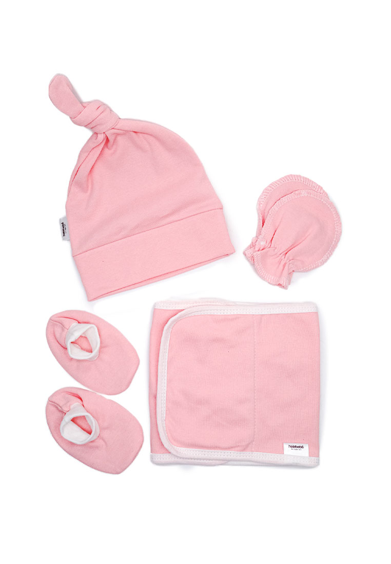 holabebe Holabebe Basico 嬰兒保暖護腹圍與防抓套裝4件套 - 淺粉色