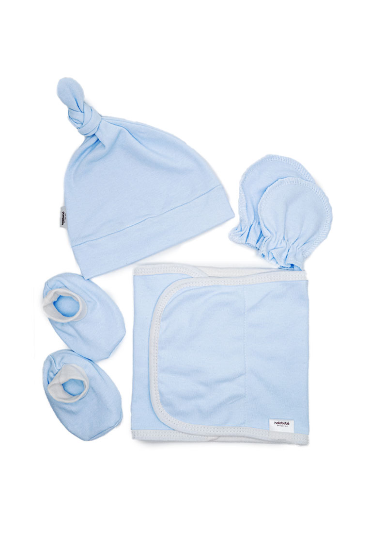 holabebe Holabebe Basico 嬰兒保暖護腹圍與防抓套裝4件套 - 淺藍色