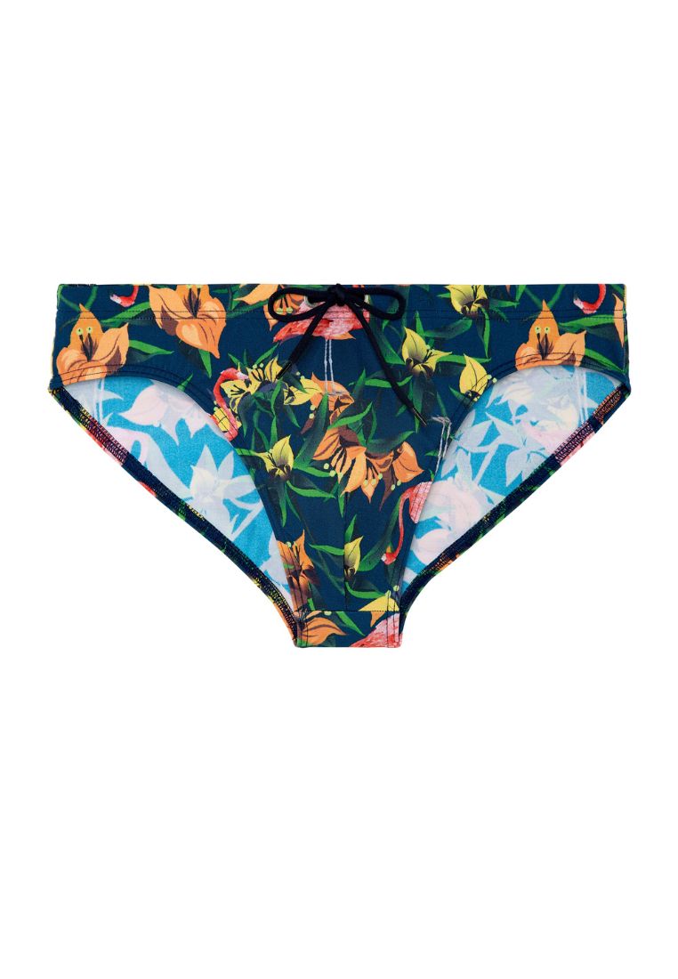 HOM Flamingo 海軍藍印花三角泳褲