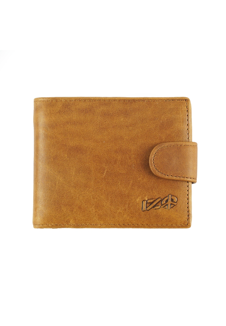 IZO Full Grain Cow Leather RFID Protection Bifold Short Full Card Slots Men Wallet With Snap Closure IWB 21154