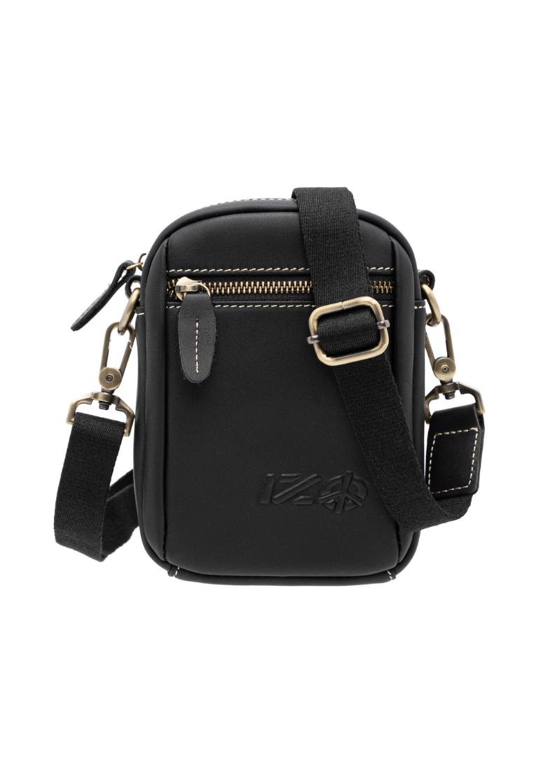 IZO Full Grain Leather 2 Ways Style of Waist Bag Crossbody Sling Bag Pouch ICA 21106