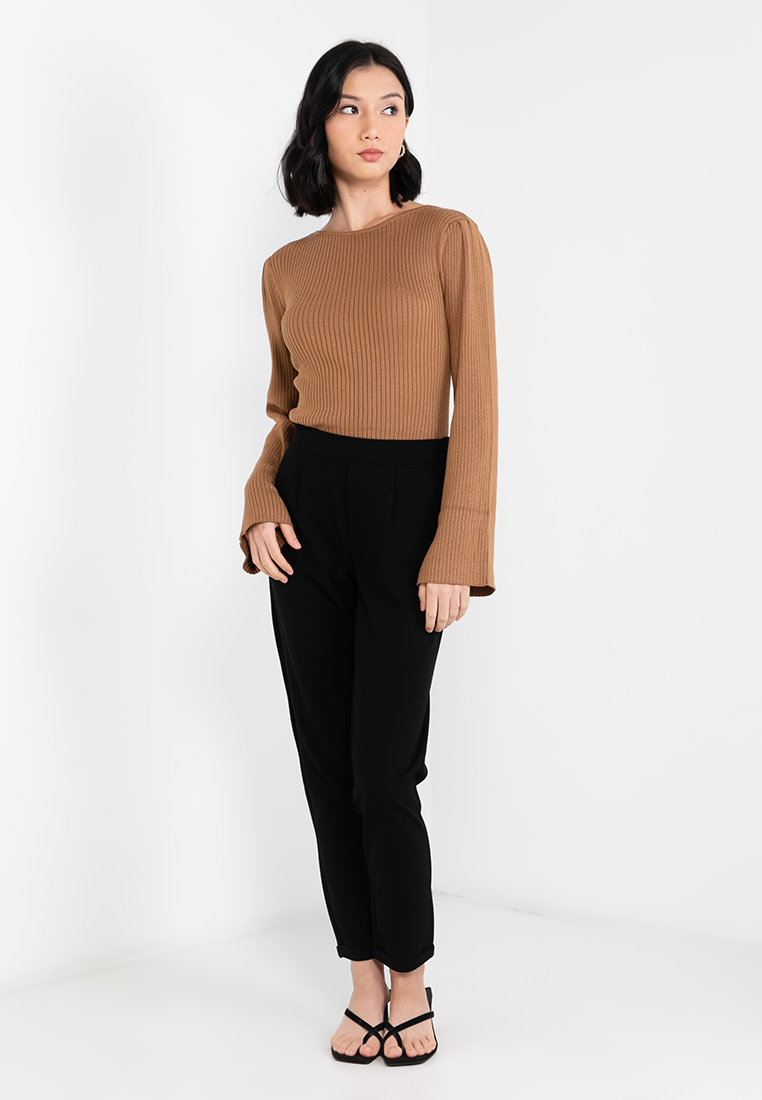 JACQUELINE DE YONG Long Sleeves Wide Sleeve Rib Pullover