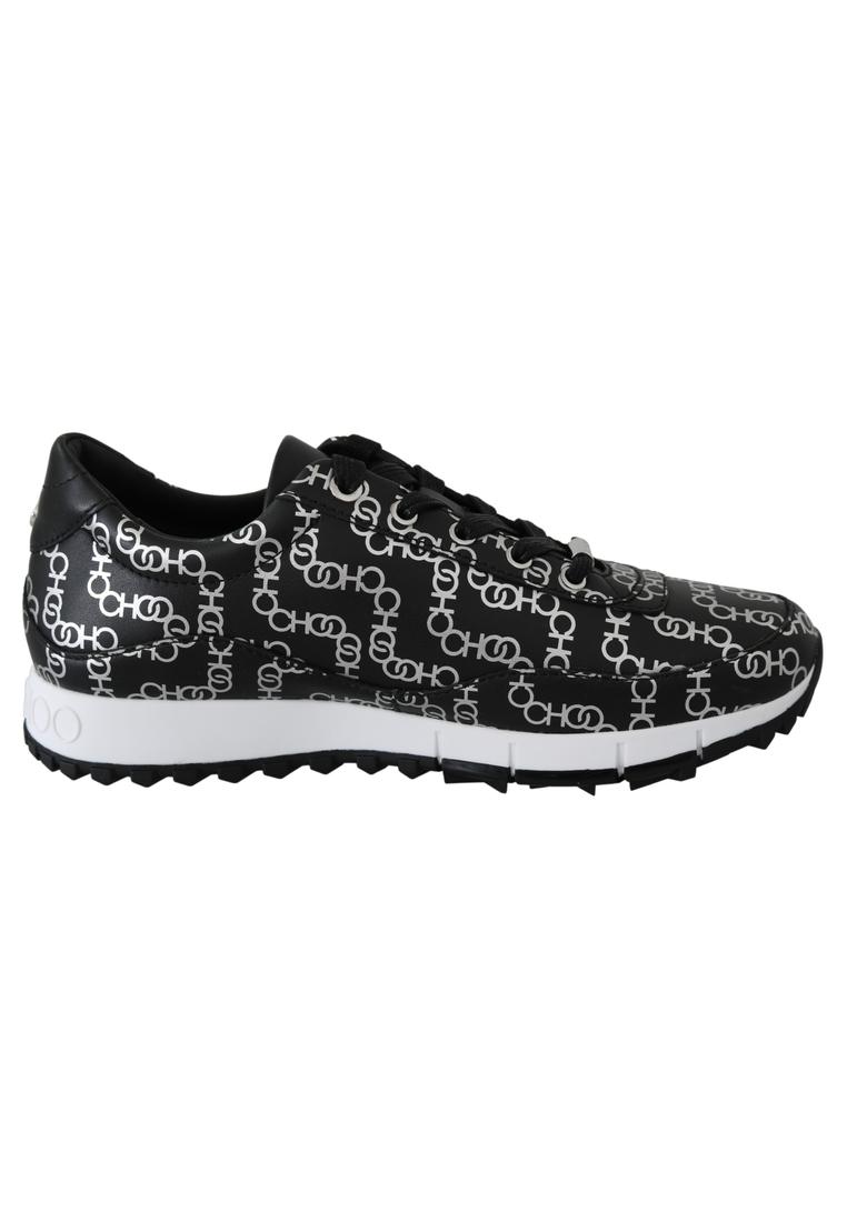 Jimmy Choo Black and Silver Leather Monza Sneakers