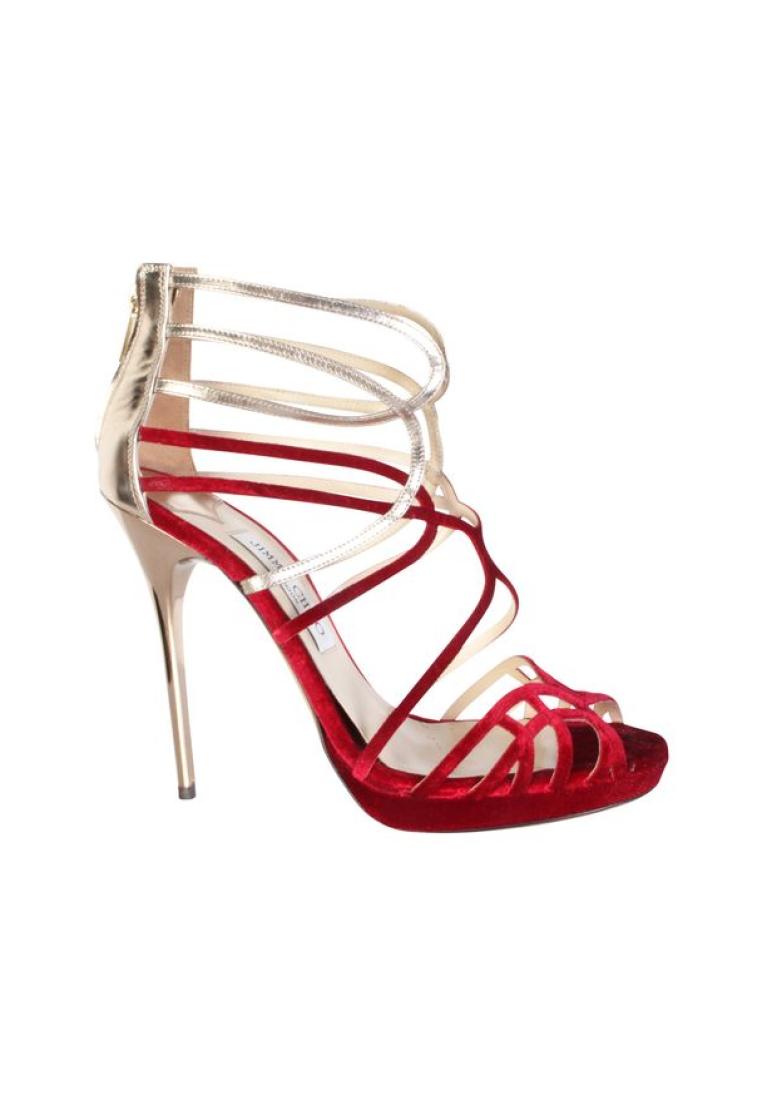 Jimmy Choo Pre-Loved JIMMY CHOO Bunting Red and Silver Caged Heels