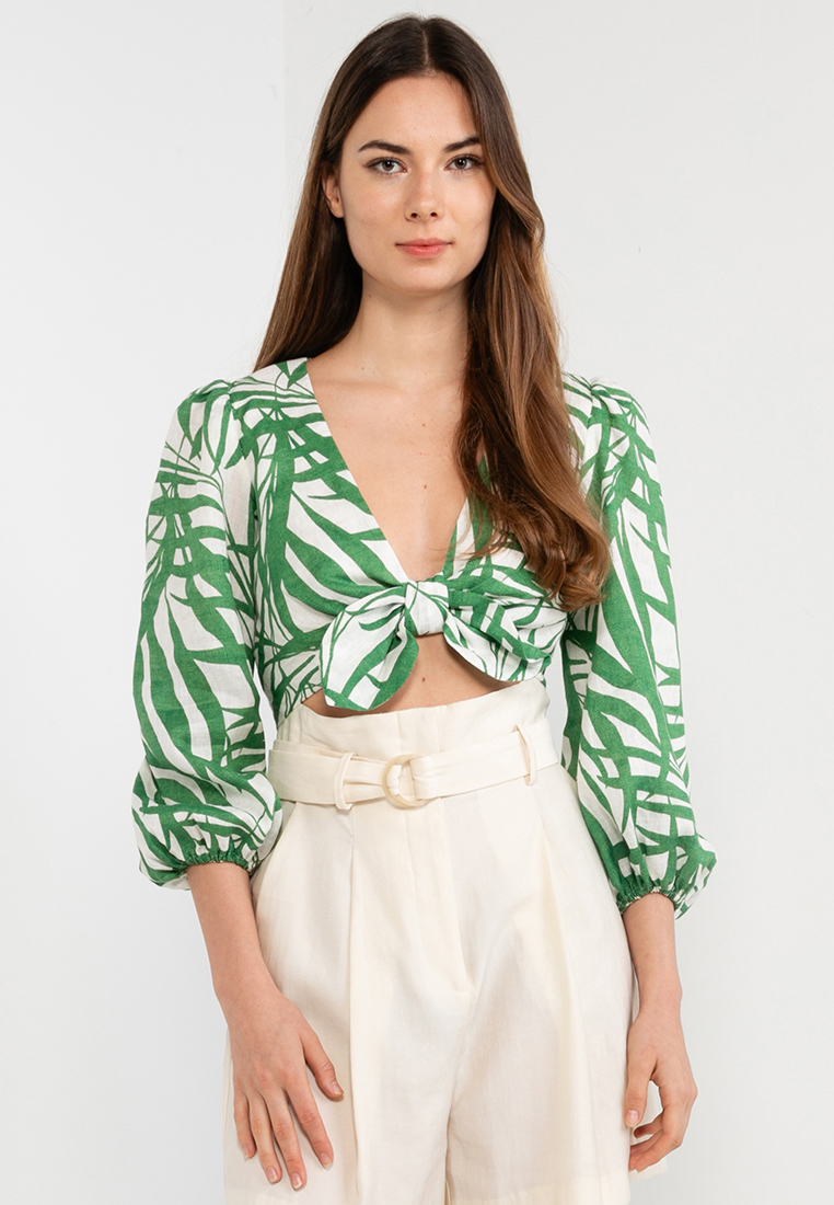 Kate Spade Palm Fronds Bow Front Crop Top (hz)