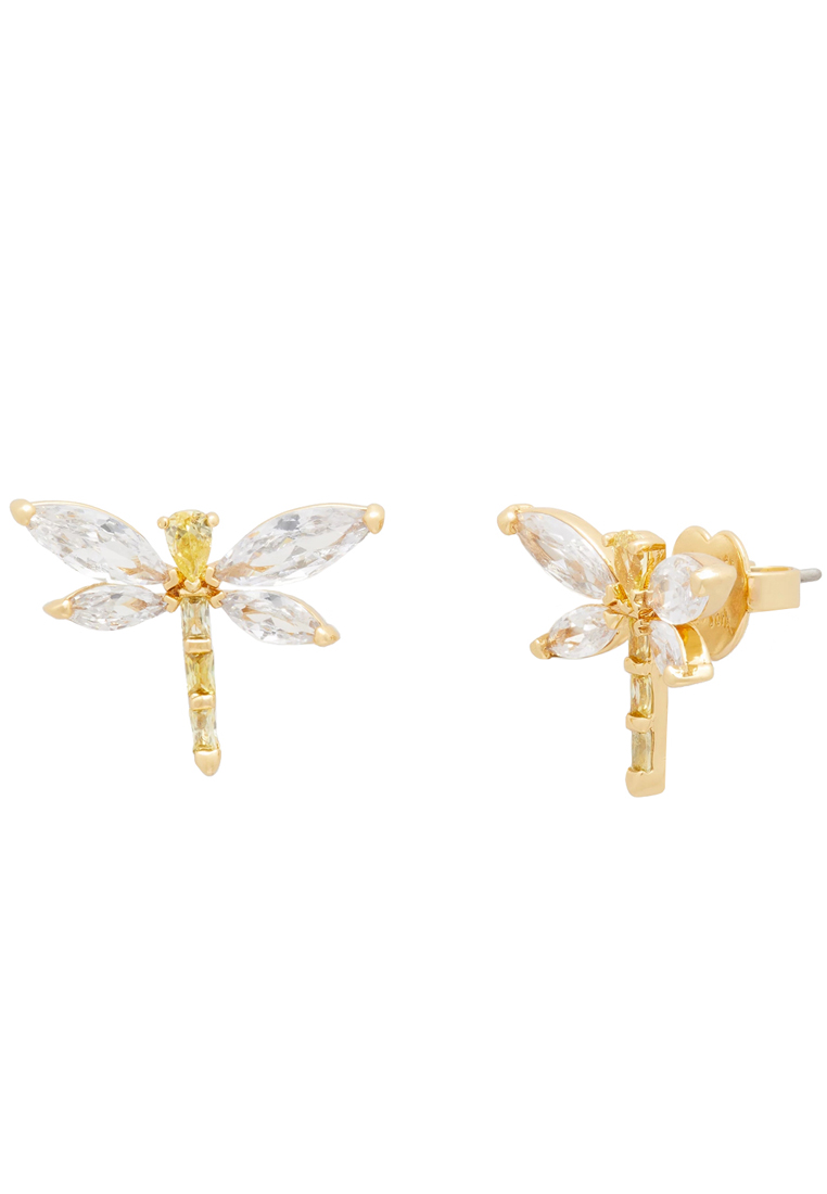Kate Spade Greenhouse Dragonfly Studs Earrings in Clear/ Gold kg196