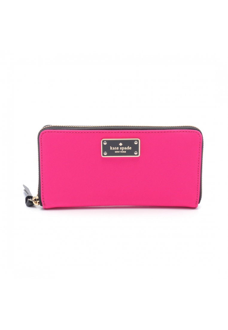 二奢 Pre-loved Kate Spade round zipper long wallet Nylon Pink purple black