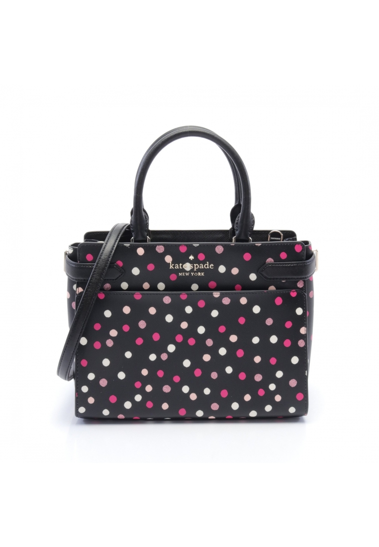 二奢 Pre-loved Kate Spade stacy glimmer Dot Print Medium satchel Handbag leather black 2WAY