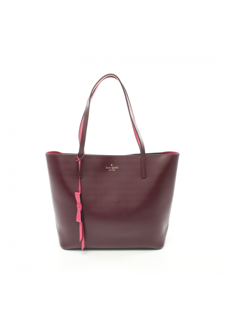 二奢 Pre-loved Kate Spade Lawton Way Rose Tote Handbag tote bag leather Bordeaux