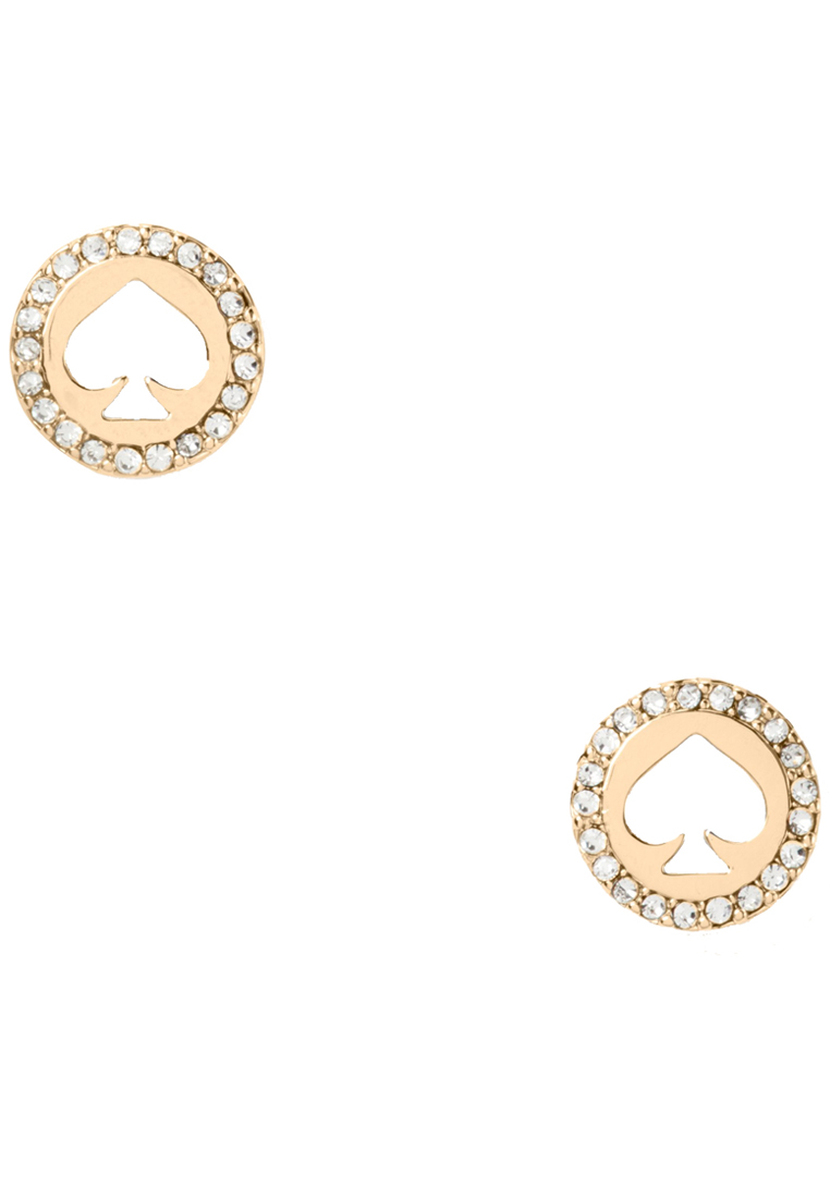 Kate Spade Spot The Spade Pave Halo Spade Studs Earrings in Clear/Gold o0ru2605