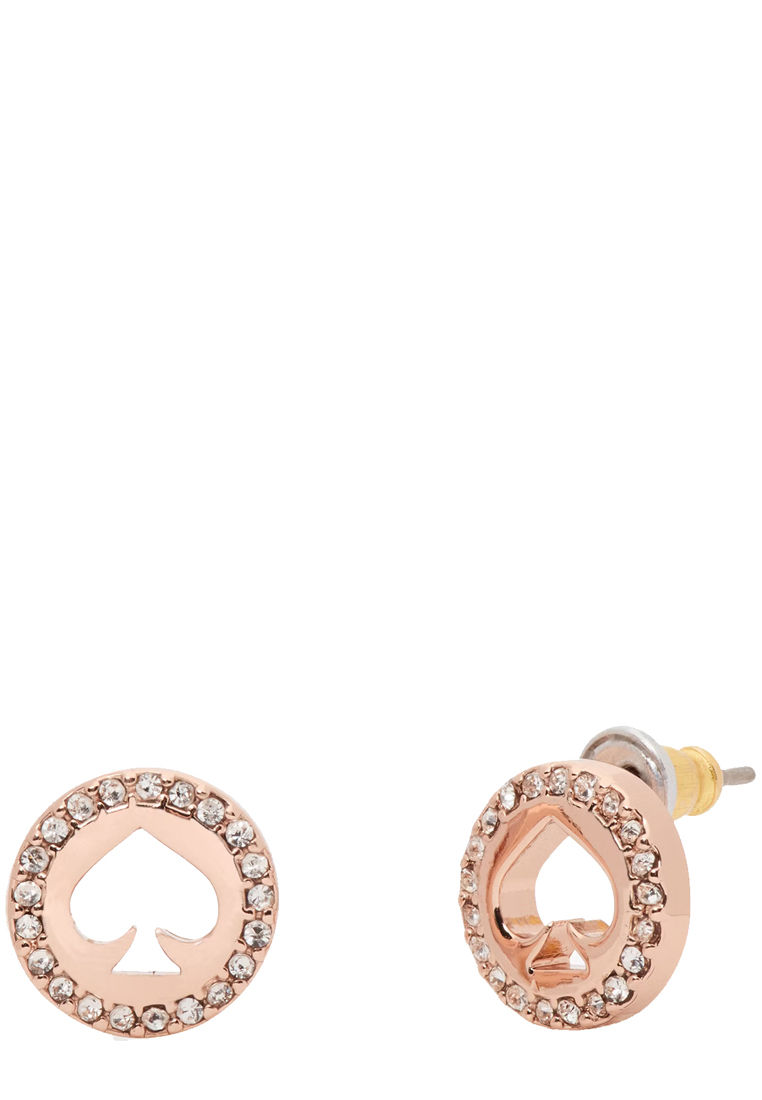 Kate Spade Spot The Spade Pave Halo Spade Studs Earrings in Clear/ Rose Gold o0ru2605