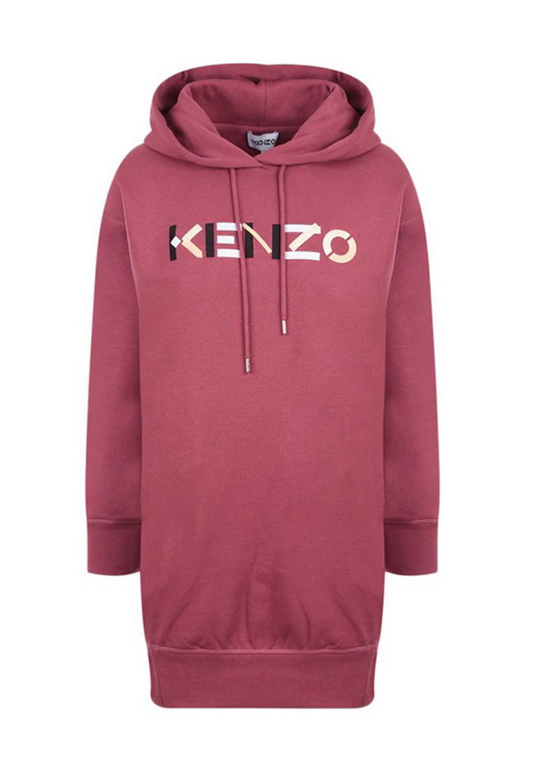 KENZO Kenzo Logo Embroidered 兜帽衛衣裙(桃紅色)