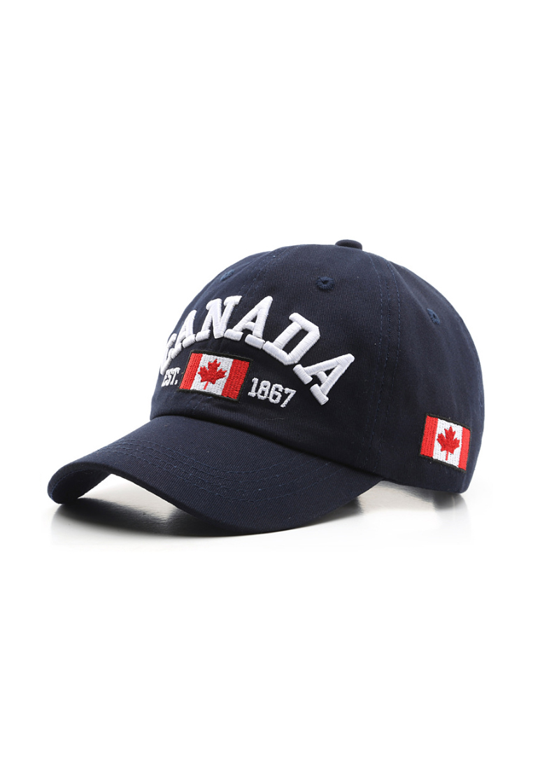Kings Collection 加拿大刺繡楓葉旗軍藍色可調節棒球帽 PHKCHT2318c