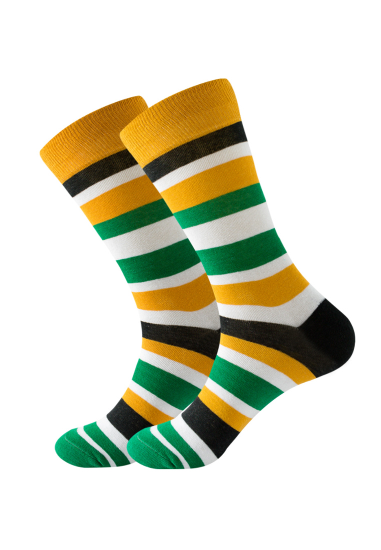 Kings Collection 黃綠白條紋舒適襪子 (歐碼38-歐碼45) HS202394
